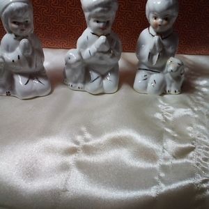VINTAGE 3 White with Gold  Miniature Porcelain Figurines Approx. 3" Made…